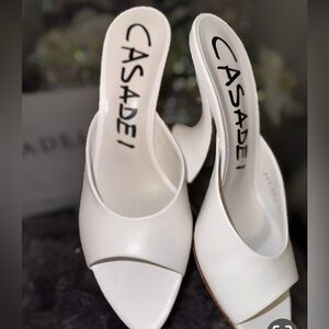 🔥NEW CASADEI White Open-Toe Trendy Funky Heels 👠NEVER WORN, Really Cool Shoes!
